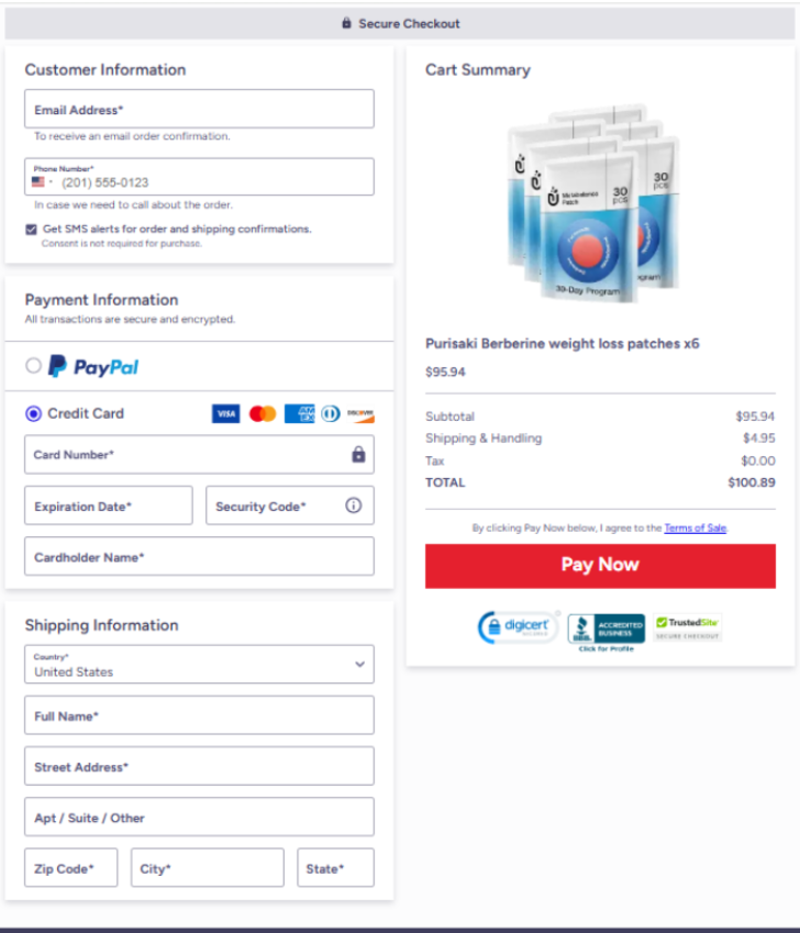 Purisaki secure checkout badge showing safe payment and customer trust